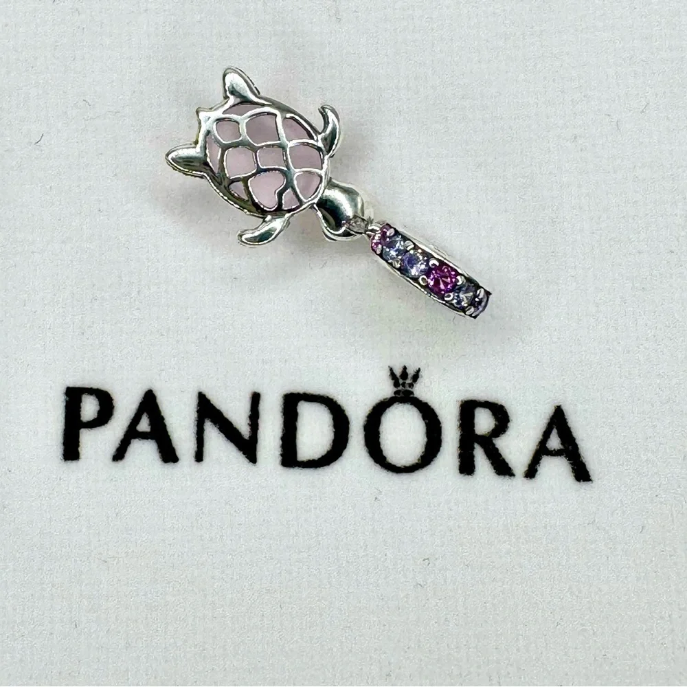 Murano Glass Pink Sea Turtle Dangle Charm